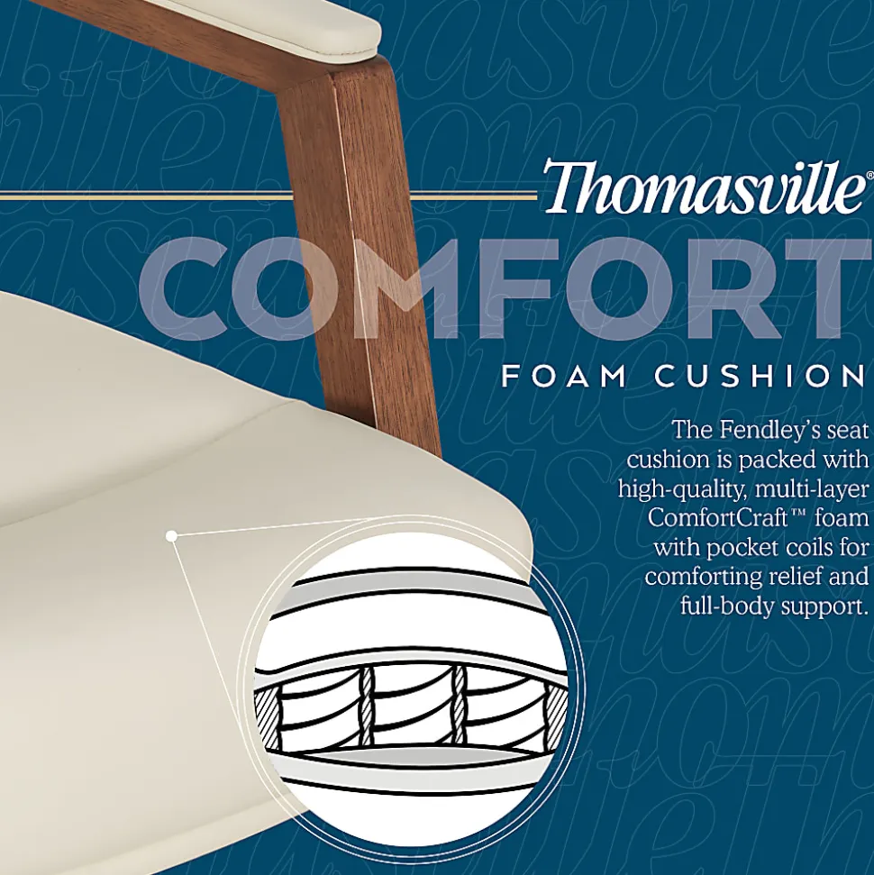 Thomasville Fendley Ergonomic Faux Leather Mid-Back Office Chair, Cream