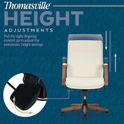 Thomasville Fendley Ergonomic Faux Leather Mid-Back Office Chair, Cream