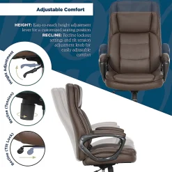 Thomasville® Lansing Ergonomic High-Back Faux Leather Big & Tall Executive Office Chair, Light Tan