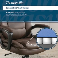 Thomasville® Lansing Ergonomic High-Back Faux Leather Big & Tall Executive Office Chair, Light Tan