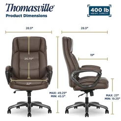 Thomasville® Lansing Ergonomic High-Back Faux Leather Big & Tall Executive Office Chair, Dark Brown