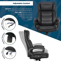 Thomasville® Lansing Ergonomic High-Back Faux Leather Big & Tall Office Chair, Black