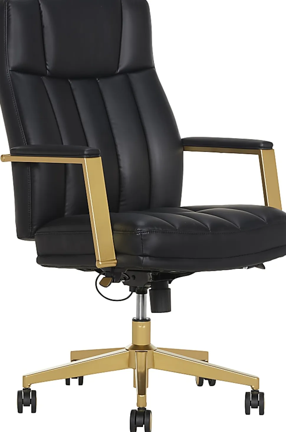 Thomasville® Lyndale Ergonomic Vegan Leather Mid-Back Office Chair, Black/Gold