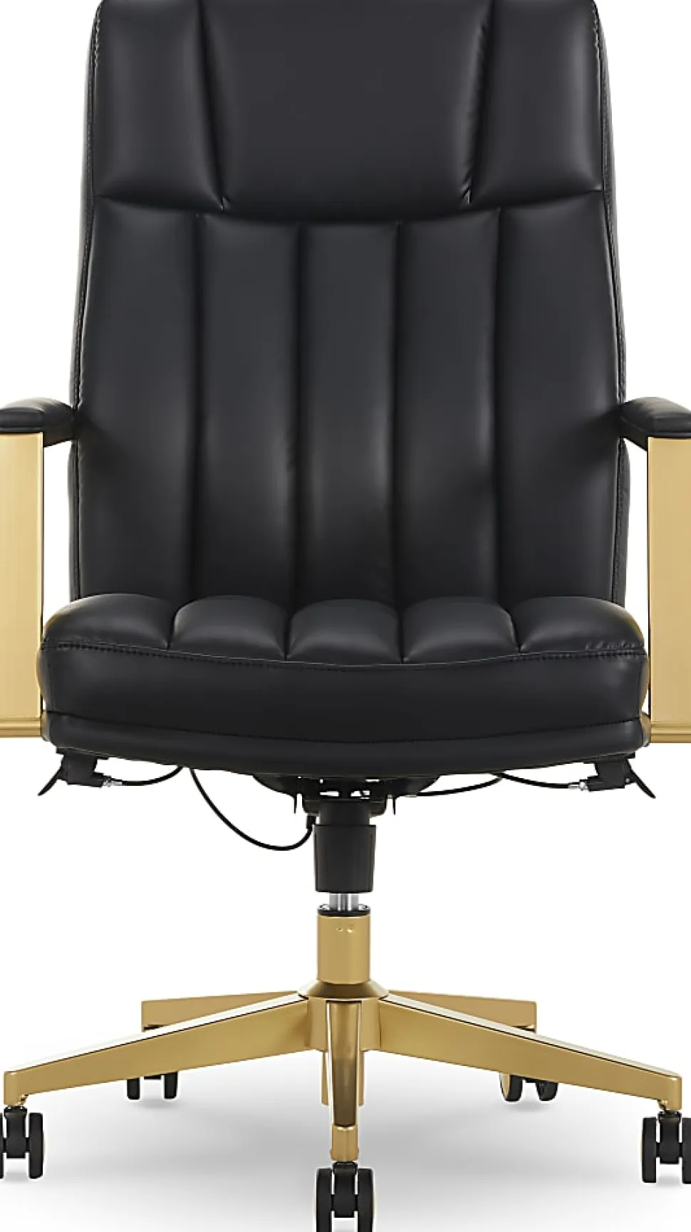 Thomasville® Lyndale Ergonomic Vegan Leather Mid-Back Office Chair, Black/Gold