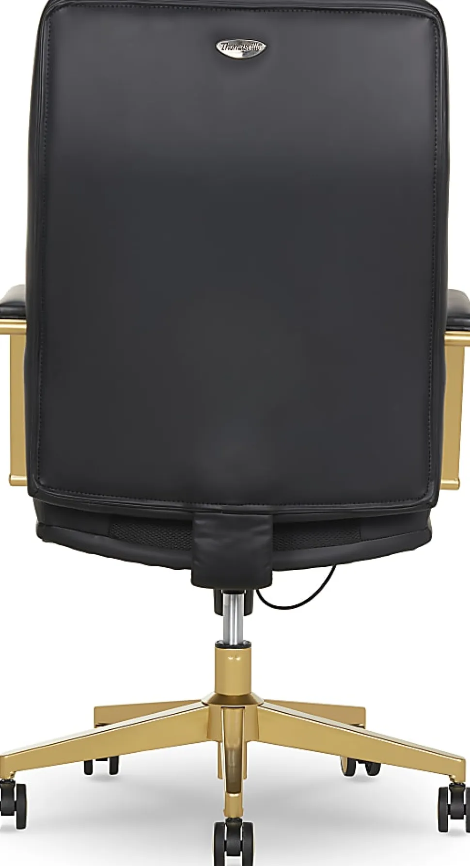 Thomasville® Lyndale Ergonomic Vegan Leather Mid-Back Office Chair, Black/Gold