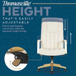 Thomasville Lyndale Ergonomic Faux Leather Mid-Back Office Chair, Cream