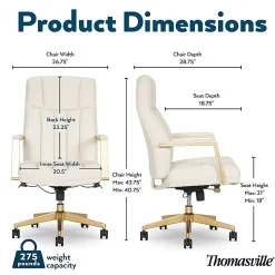 Thomasville Lyndale Ergonomic Faux Leather Mid-Back Office Chair, Cream