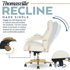 Thomasville Lyndale Ergonomic Faux Leather Mid-Back Office Chair, Cream