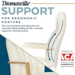 Thomasville Lyndale Ergonomic Faux Leather Mid-Back Office Chair, Cream