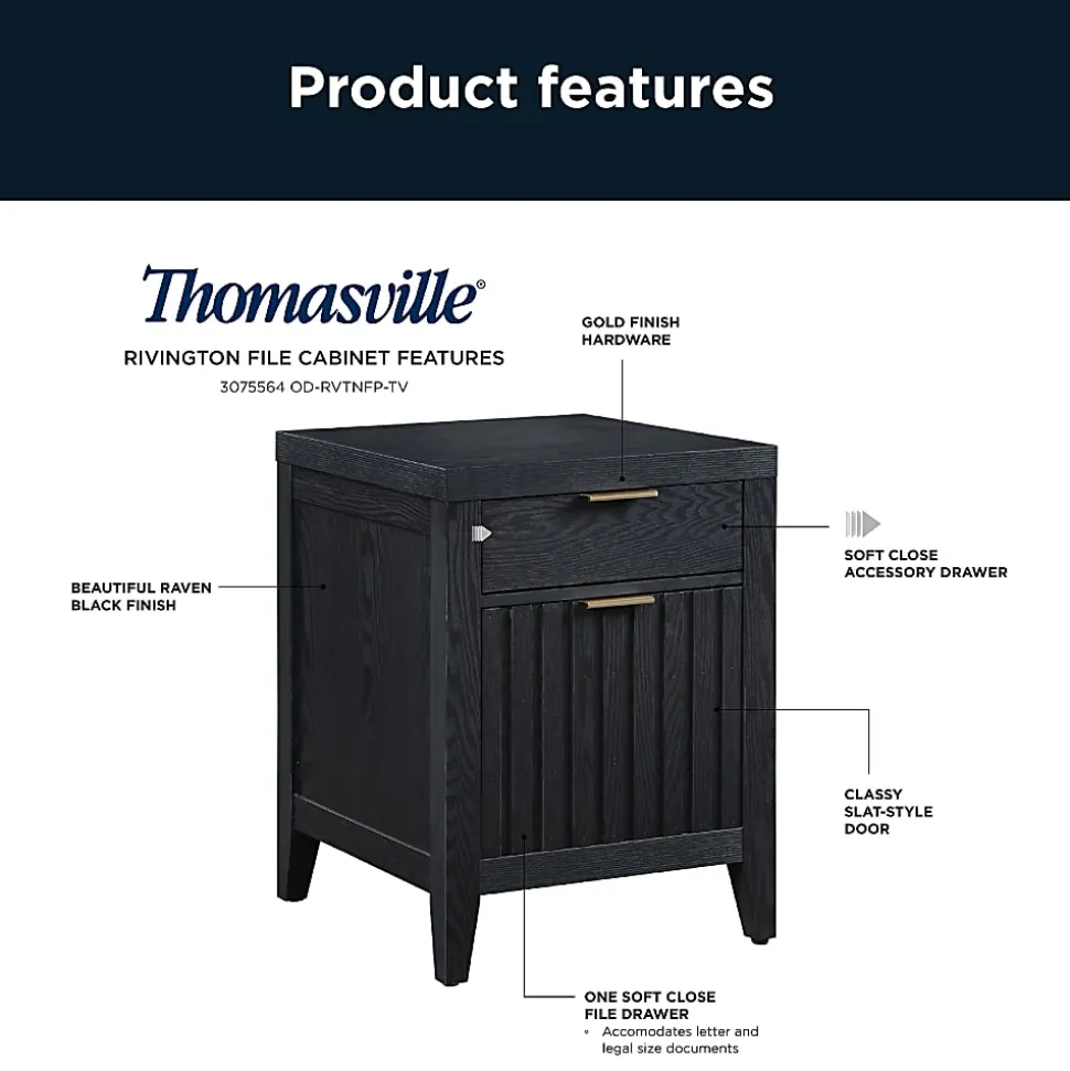Thomasville® Rivington 20-3/4"D Vertical 2-Drawer File Cabinet, Raven Black