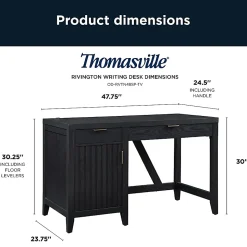Thomasville Rivington 48"W Single Pedestal Writing Desk, Raven Black