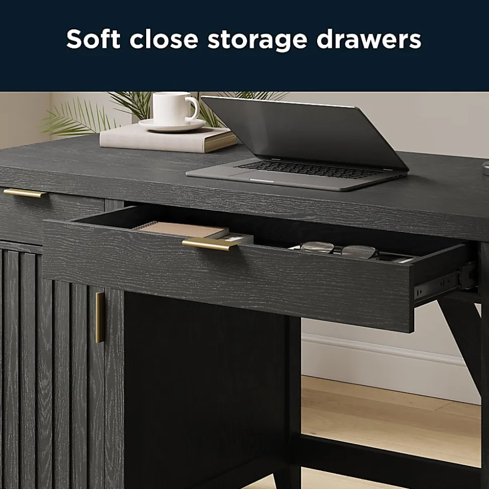 Thomasville Rivington 48"W Single Pedestal Writing Desk, Raven Black