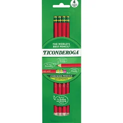 Ticonderoga® Erasable Checking Pencils, Presharpened, Carmine Red, Pack Of 12