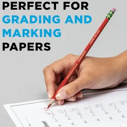 Ticonderoga® Erasable Checking Pencils, Presharpened, Carmine Red, Pack Of 12