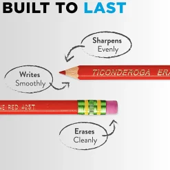Ticonderoga® Erasable Checking Pencils, Presharpened, Carmine Red, Pack Of 12