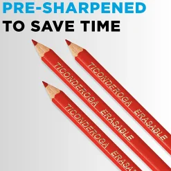 Ticonderoga® Erasable Checking Pencils, Presharpened, Carmine Red, Pack Of 12