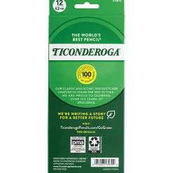 Ticonderoga® Noir Black Wood Pencils, #2 Soft Lead, Pre-Sharpened, Black/Silver, Pack Of 12 Pencils