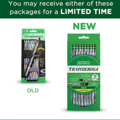 Ticonderoga® Noir Black Wood Pencils, #2 Soft Lead, Pre-Sharpened, Black/Silver, Pack Of 12 Pencils