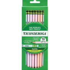Ticonderoga® Pastel Pencils, #2 Soft, Assorted Colors, Pack Of 10 Pencils