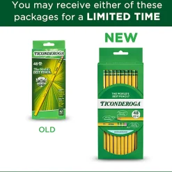 Ticonderoga Pencils, #2 Medium Soft Lead, Yellow Barrel, Box Of 48 Pencils