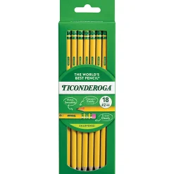 Ticonderoga® Pencils, Presharpened, #2 Lead, Soft, Pack of 18