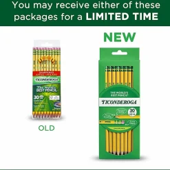 Ticonderoga® Pencils , Pre-Sharpened, #2 Soft Lead, Yellow Barrel, Box Of 30