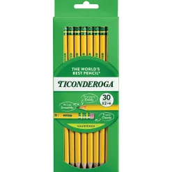 Ticonderoga® Pencils , Pre-Sharpened, #2 Soft Lead, Yellow Barrel, Box Of 30