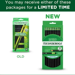 Ticonderoga® Pencils, #2 Soft Lead, Black Barrel, Box Of 12