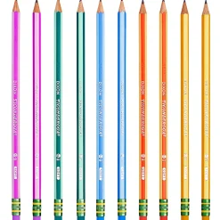 Ticonderoga® Striped Wood Pencils, #2 Soft Lead, Pre-sharpened, Assorted Colors, Pack Of 10