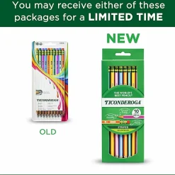 Ticonderoga® Striped Wood Pencils, #2 Soft Lead, Pre-sharpened, Assorted Colors, Pack Of 10