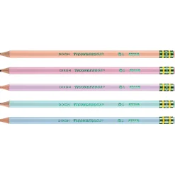 Ticonderoga Wood-Cased Pencils, No 2, Soft, Assorted Pastel, Pack Of 18 Pencils