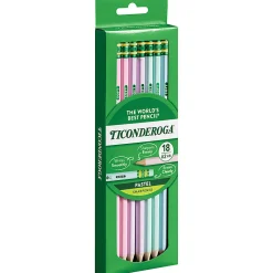Ticonderoga Wood-Cased Pencils, No 2, Soft, Assorted Pastel, Pack Of 18 Pencils
