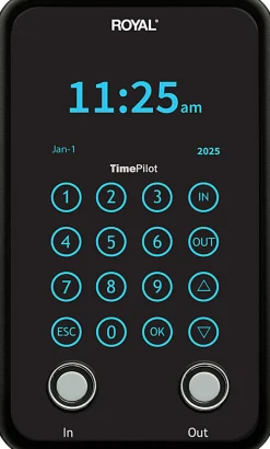 TimePilot Vetro 39153D Time Clock, Unlimited Employees, 5-1/2”H x 3-1/2”W x 1-1/2”D, Black