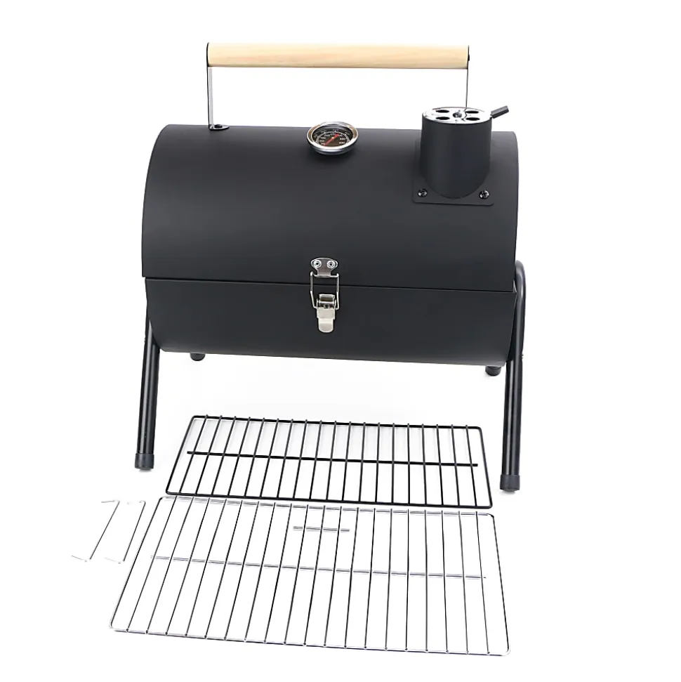 TJ Riley Tabletop Charcoal Grill, 10”H x 10”W x 14”D, Black