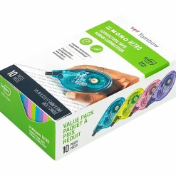 Tombow® Mono® Correction Tape In Retro Colors, Single Line, 394", Blue/Purple/Pink/Green, Pack Of 10