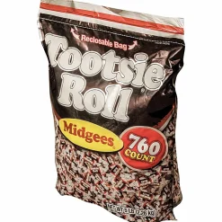 Tootsie Roll Midgees Candy - Assorted - Individually Wrapped, Resealable Container - 5 lb - 760 Bag - 1 Bag