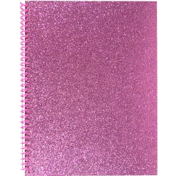 Top Flight Fashion 1-Subject Notebook, 8" x 10", 70 Sheets, Pink Glitter