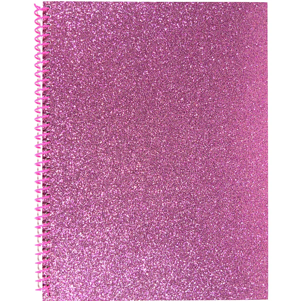 Top Flight Fashion 1-Subject Notebook, 8" x 10", 70 Sheets, Pink Glitter