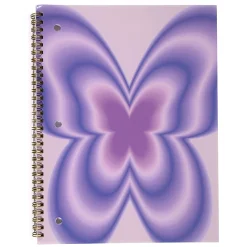 Top Flight Fashion 1-Subject Notebook, 8" x 10", 70 Sheets, Purple Butterfly