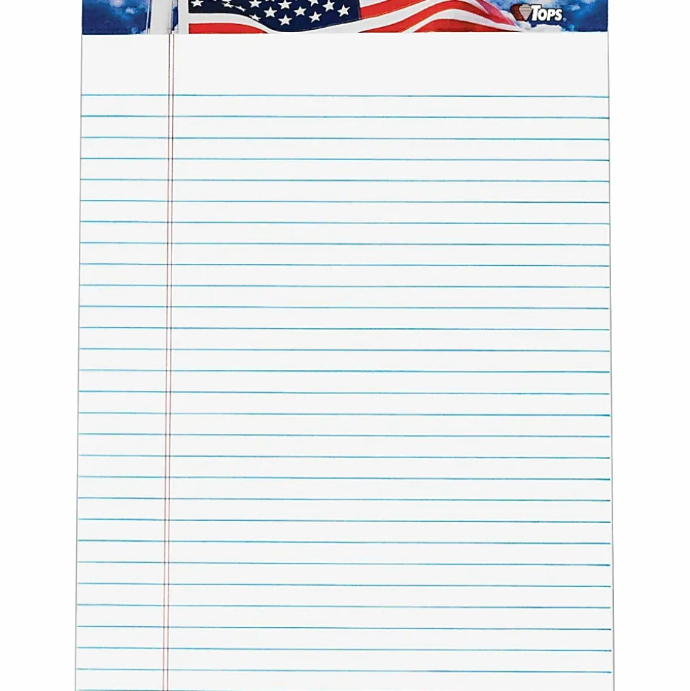 TOPS™ American Pride™ Writing Tablet, 8 1/2" x 11 3/4", 16 Lb, Legal Rule, White, 50 Sheets Per Pad, Pack Of 12 Pads
