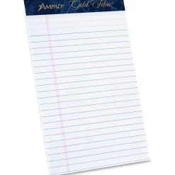 TOPS Ampad Gold Fibre Medium Rule Premium Junior Size Writing Pads - 50 Sheets - Watermark - Stapled/Glued - 20054