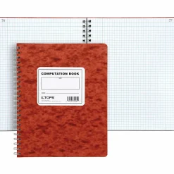 TOPS™ Computation Notebook, 9 1/2" x 11 3/4", Quad Ruled, Ivory Paper, Red Cover, 76 Sheets