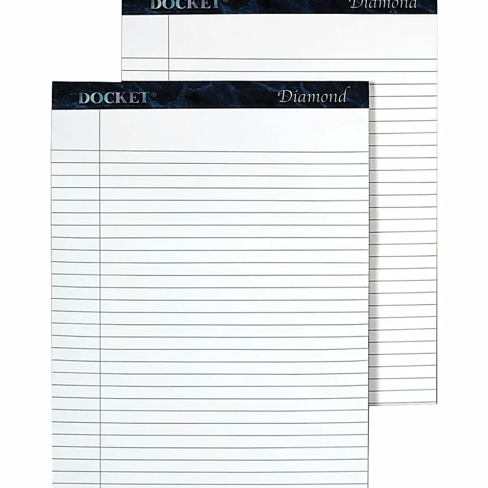 TOPS™ Docket™ Diamond Premium 100% Recycled Legal Pad, 8 1/2" x 11 3/4", Legal Ruled, 50 Sheets, White, Pack Of 2 Pads