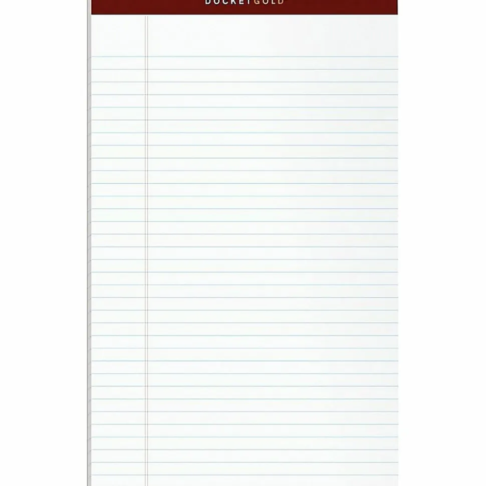 TOPS™ Docket Gold™ Premium Writing Pads, 8 1/2" x 14", Legal Ruled, 50 Sheets Per Pad , White, Pack Of 12 Pads