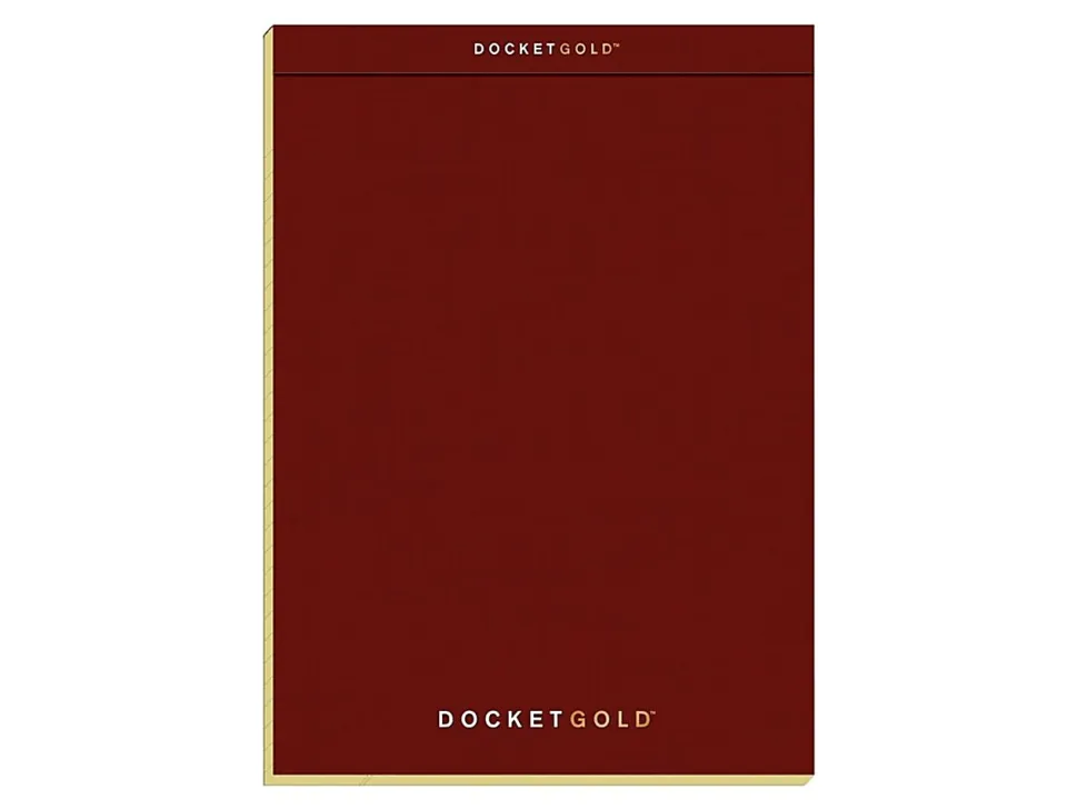 TOPS™ Docket Gold™ Premium Writing Pad, 8 1/2" x 11 3/4", Legal Ruled, 70 Sheets, Canary