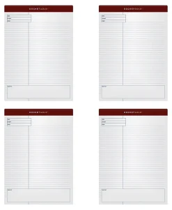 TOPS™ Docket Gold™ Premium Writing Pads, 8 1/2" x 11 3/4", Wide Ruled, 40 Sheets, White, Pack Of 4 Pads