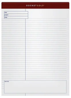 TOPS™ Docket Gold™ Premium Writing Pads, 8 1/2" x 11 3/4", Wide Ruled, 40 Sheets, White, Pack Of 4 Pads