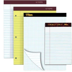 TOPS⢠Docket Gold⢠Premium Writing Pad, 5" x 8", Legal Ruled, 50 Sheets, White