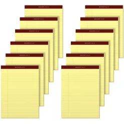 TOPS™ Docket Gold™ Premium Writing Pads, 8 1/2" x 11 3/4", Legal Ruled, 50 Sheets, Canary, Pack Of 12 Pads