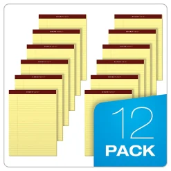 TOPS™ Docket Gold™ Premium Writing Pads, 8 1/2" x 11 3/4", Legal Ruled, 50 Sheets, Canary, Pack Of 12 Pads
